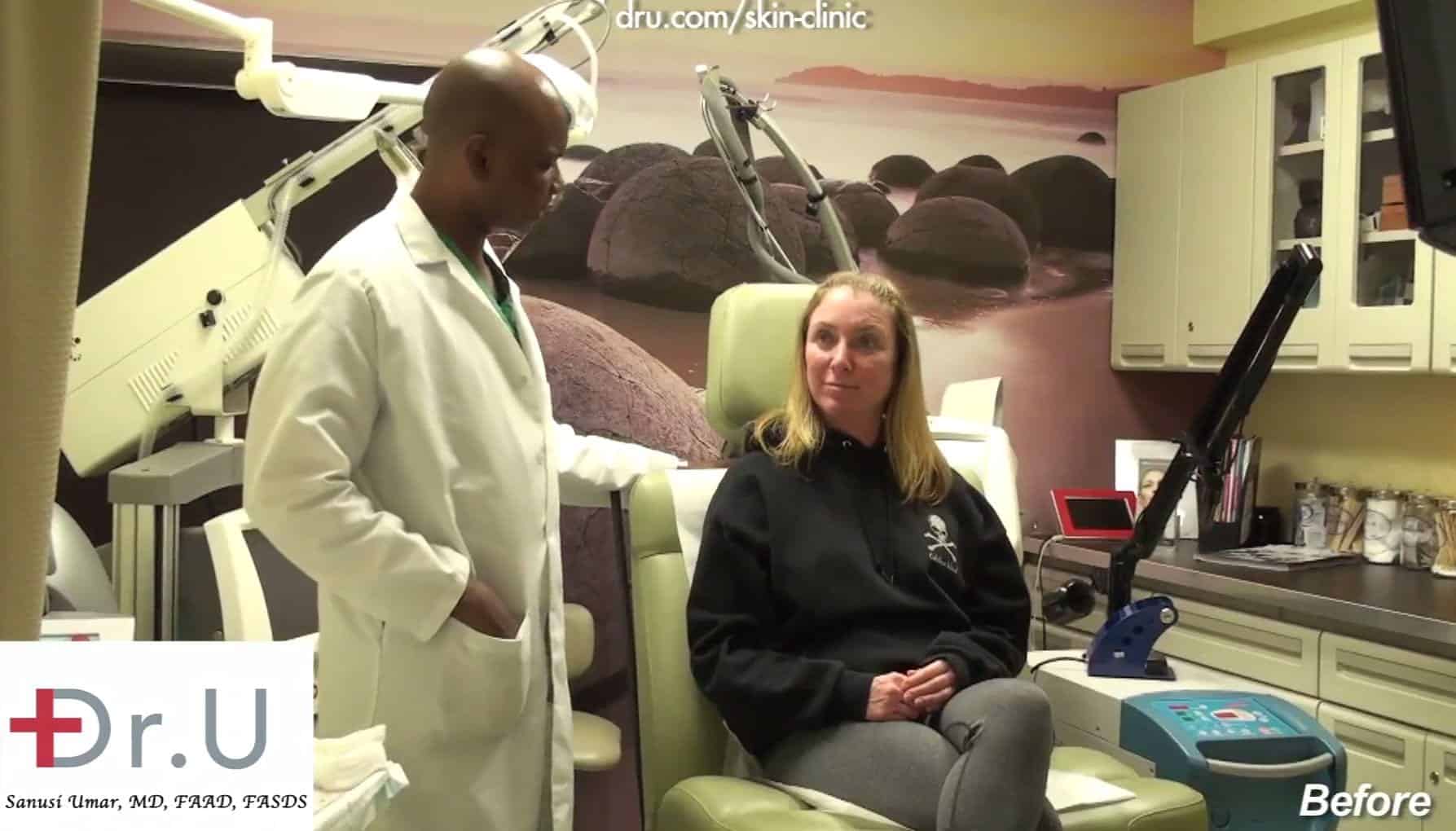 A cosmetic dermatologist should carefully assess the aesthetic needs and goals of each patient. (Dr. U with patient for skin laser treatment.)