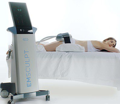 Patients lie down during their Emsculpt treatment sessions 